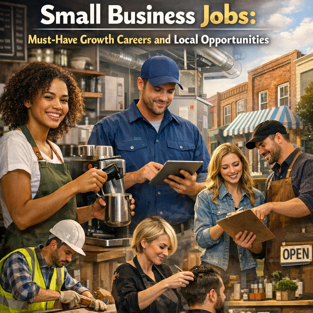 Small Business Jobs: Must-Have Growth Careers and Local Opportunities Illustration of Small Business Jobs: Must-Have Growth Careers and Local Opportunities