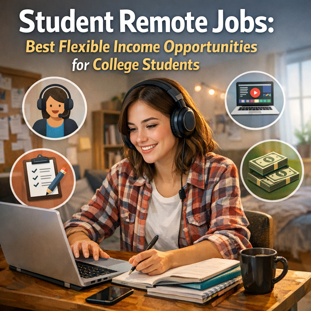 Illustration of Student Remote Jobs: Best Flexible Income Opportunities for College Students