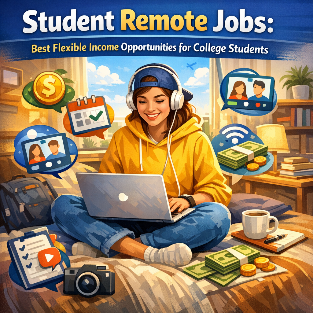 Illustration of Student Remote Jobs: Best Flexible Income Opportunities for College Students