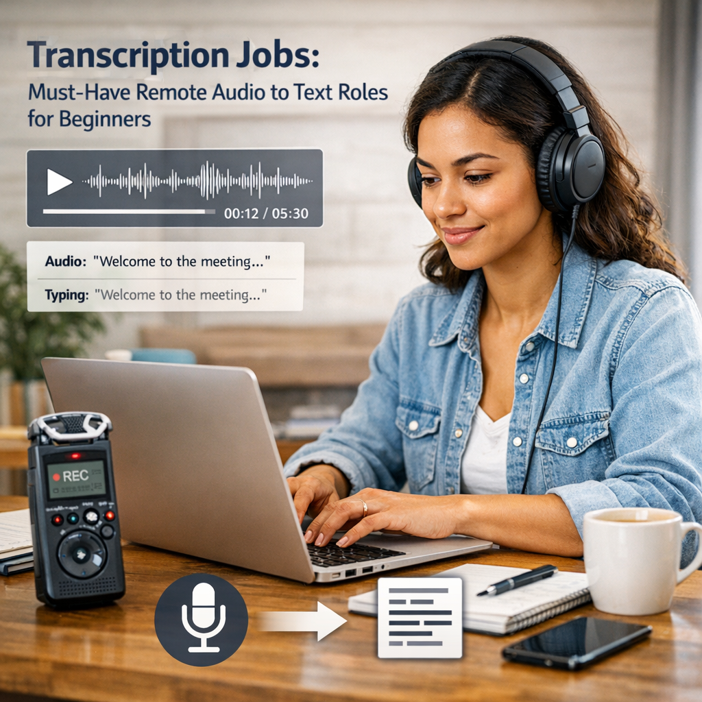 Transcription Jobs: Must-Have Remote Audio to Text Roles for Beginners Illustration of Transcription Jobs: Must-Have Remote Audio to Text Roles for Beginners