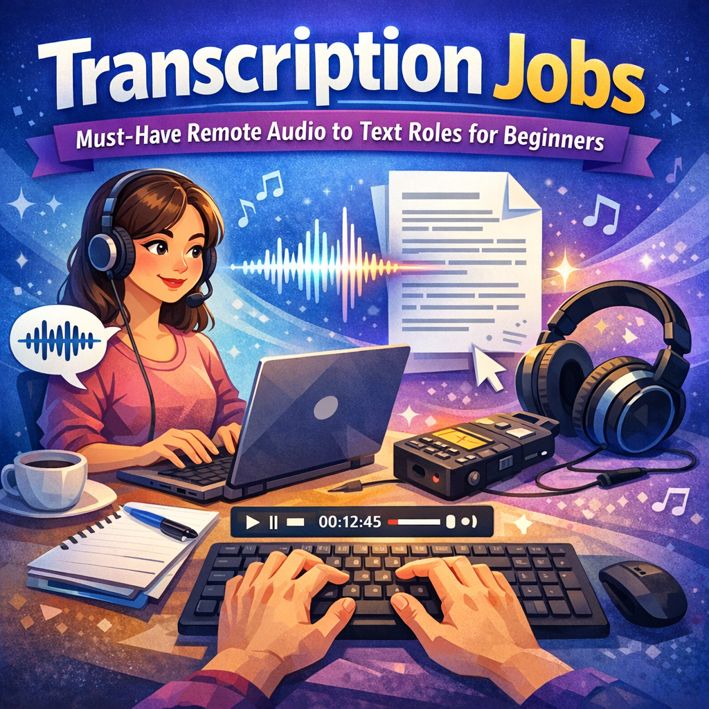 Transcription Jobs: Must-Have Remote Audio to Text Roles for Beginners Illustration of Transcription Jobs: Must-Have Remote Audio to Text Roles for Beginners