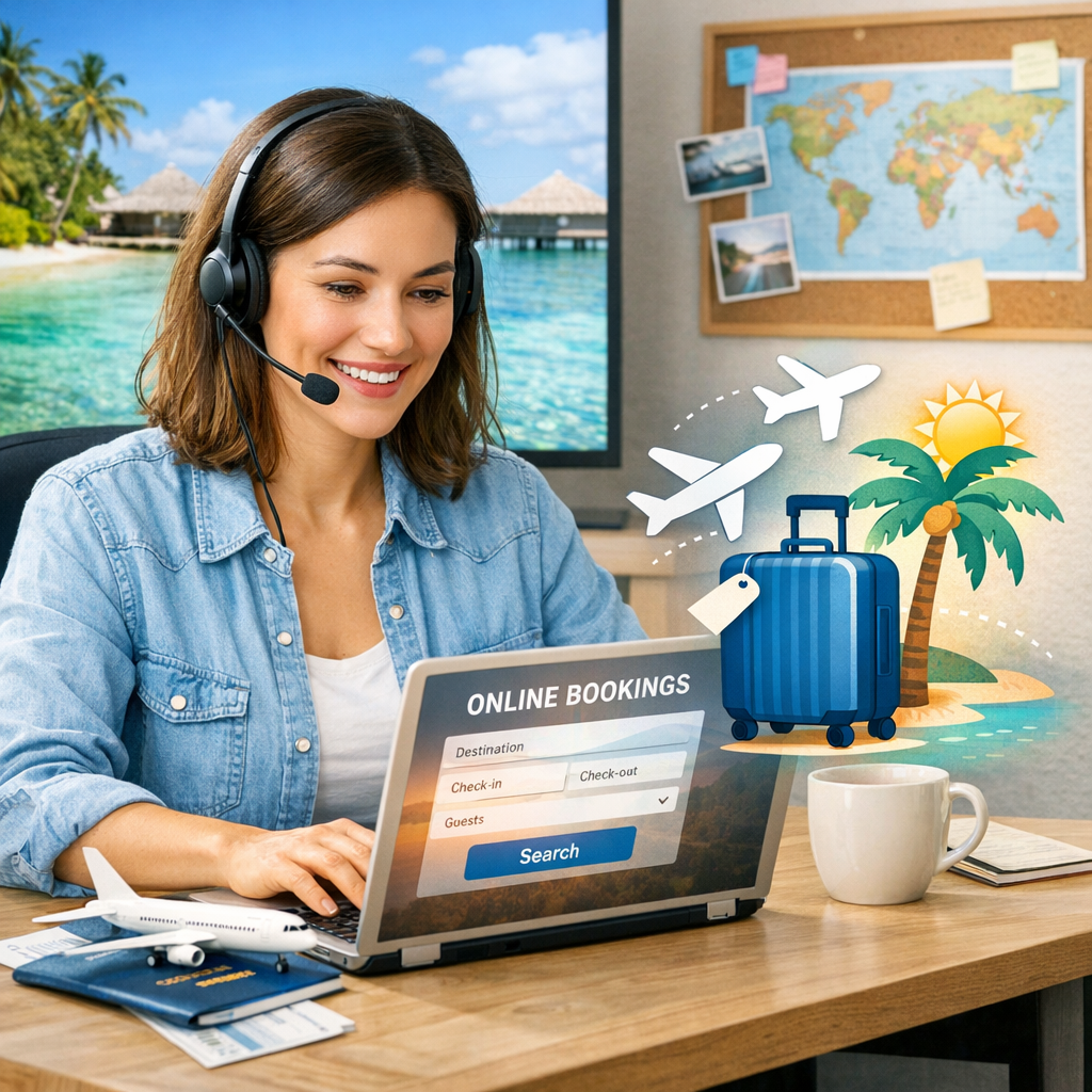 Travel Booking Jobs: Exclusive Remote Reservation Work for Effortless Online Tourism Roles Illustration of Travel Booking Jobs: Exclusive Remote Reservation Work for Effortless Online Tourism Roles