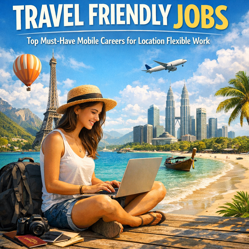 Illustration of Travel Friendly Jobs: Top Must-Have Mobile Careers for Location Flexible Work