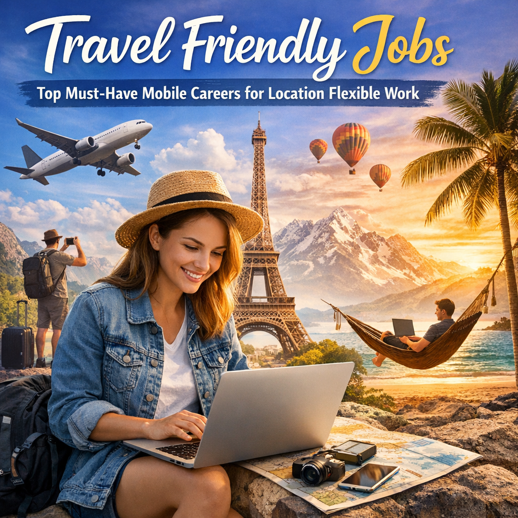 Illustration of Travel Friendly Jobs: Top Must-Have Mobile Careers for Location Flexible Work