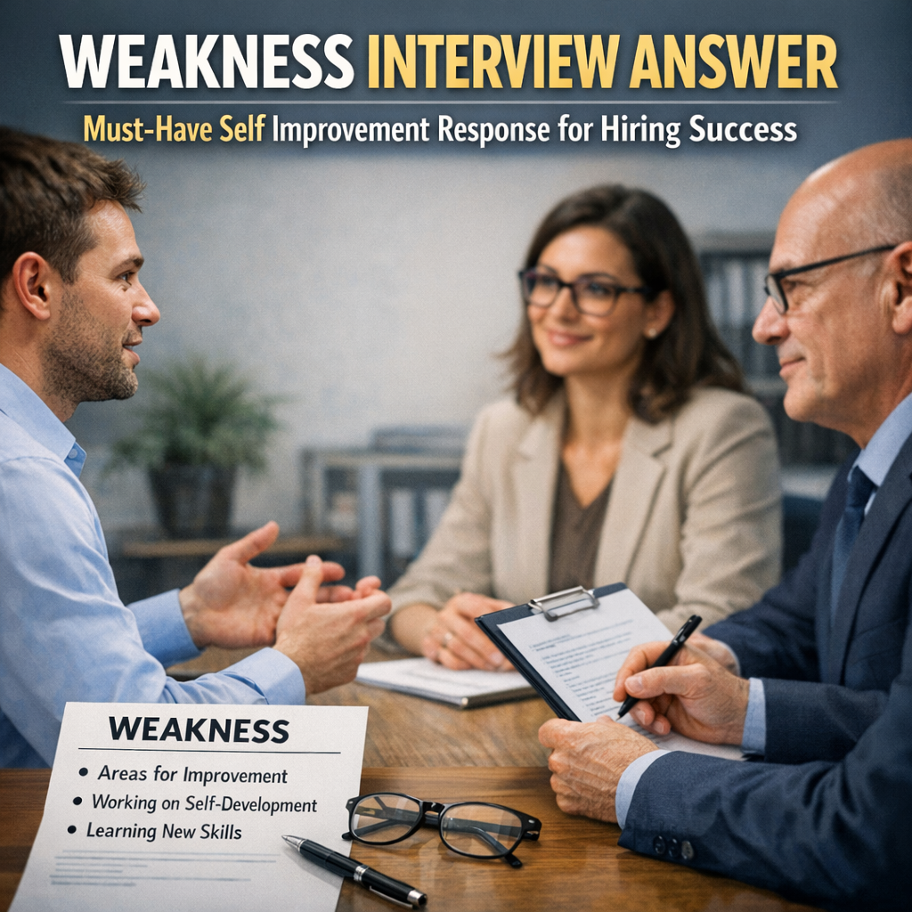 Illustration of Weakness Interview Answer: Must-Have Self Improvement Response for Hiring Success