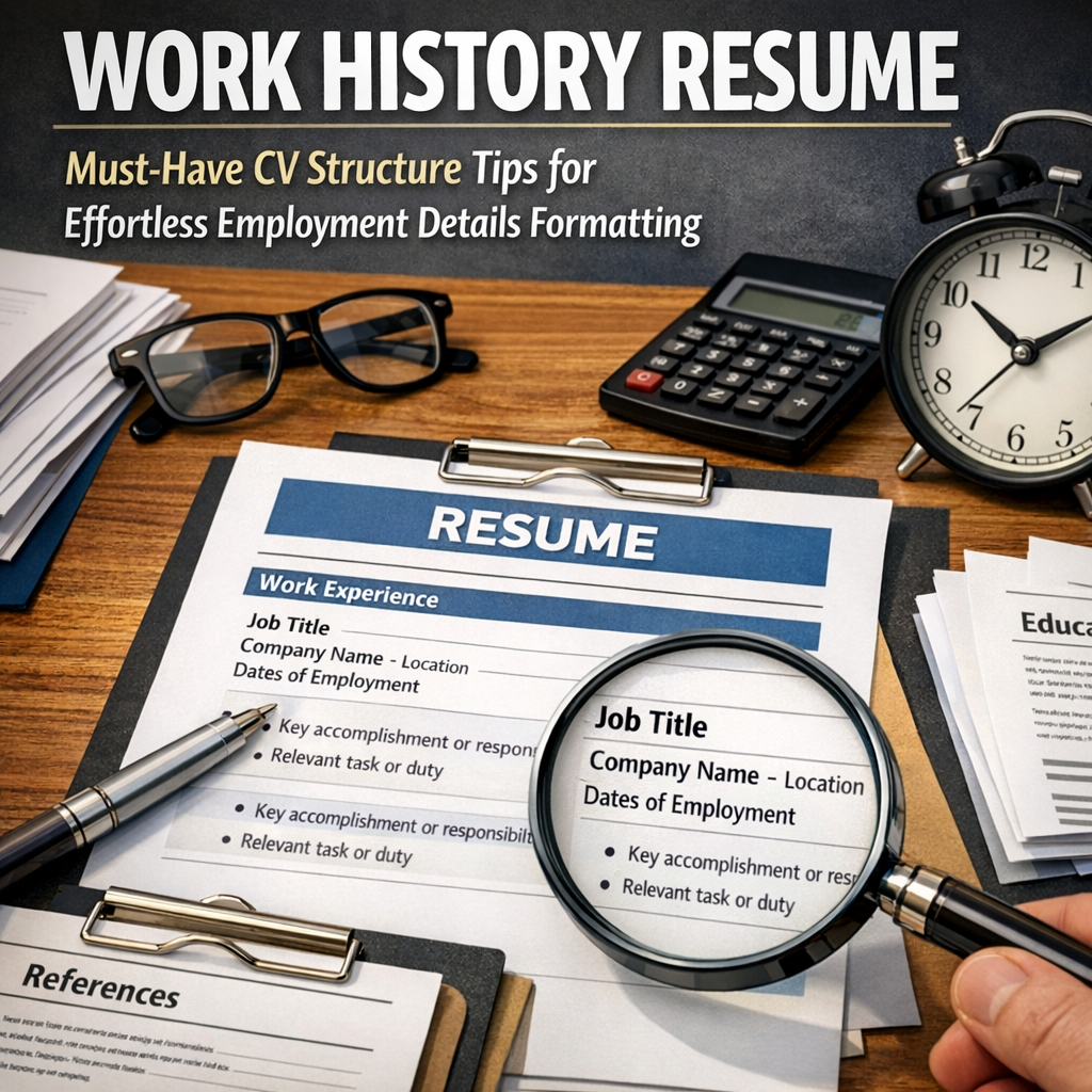 Illustration of Work History Resume: Must-Have CV Structure Tips for Effortless Employment Details Formatting
